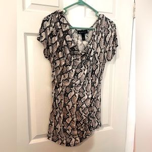INC INTERNATIONAL CONCEPTS size S snake print, gathers on one side draped neck